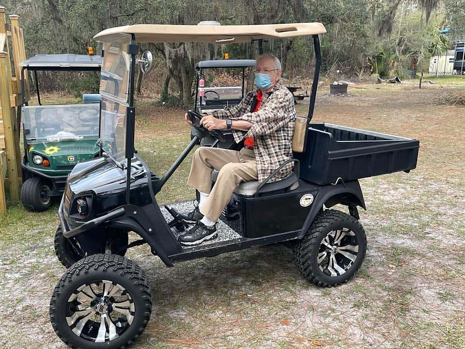 Benny Meredith&#39;s golf cart is his connection to his community.