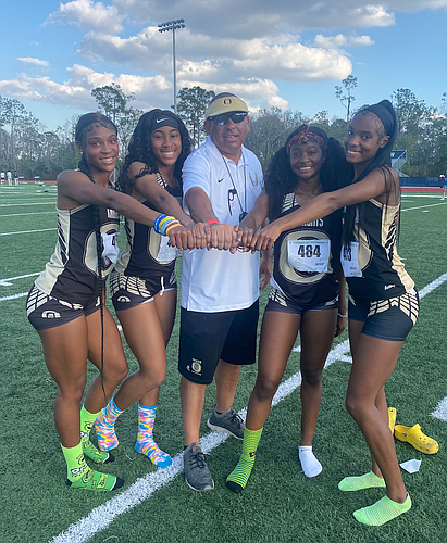 The Ocoee High girls broke the school&#39;s record with a time of 3:52.42. Courtesy photo.