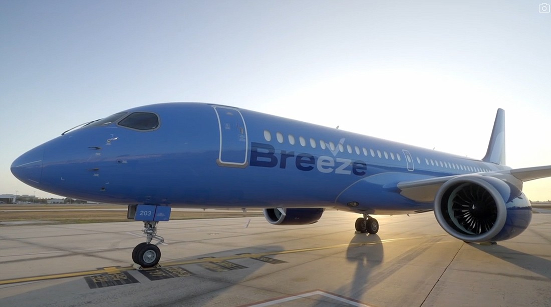 Breeze Airways uses Airbus 220 aircraft for some flights.