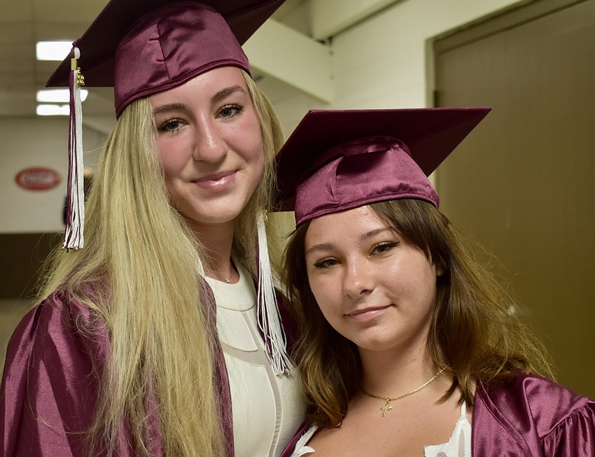 Tanya Kolesnikov and Shayna Paquette arrive to get ready for the ceremony.
