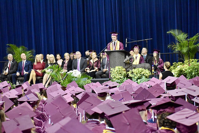 Dr. Brennan Asplen and several Sarasota County School Board members were on stage during the proceedings.