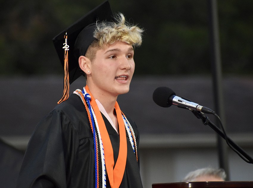 Lake Eastep welcomes guests and delivers an address.