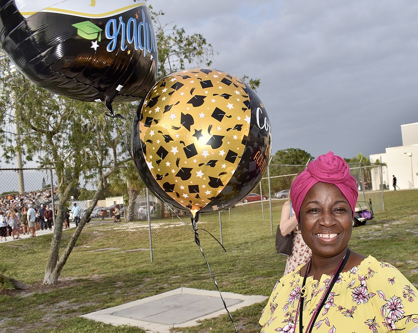 Christine Bullard arrived at Sarasota High with some lighter than air graduation gifts.