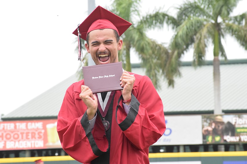 David Kochaniec let the crowd know he was thrilled to have earned his diploma at Braden River High.