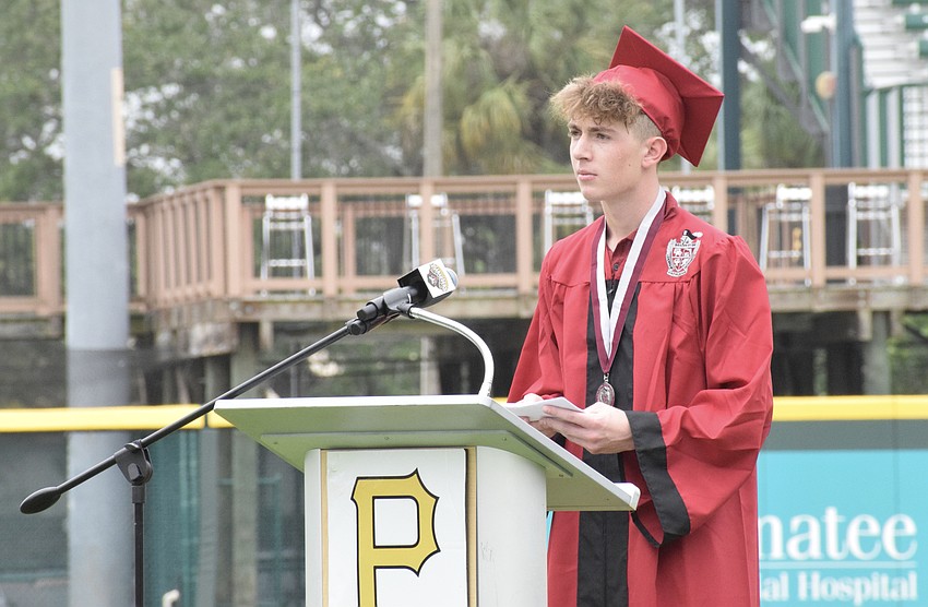 Connor Snead encourages his fellow graduates to be like fireworks during his speech.