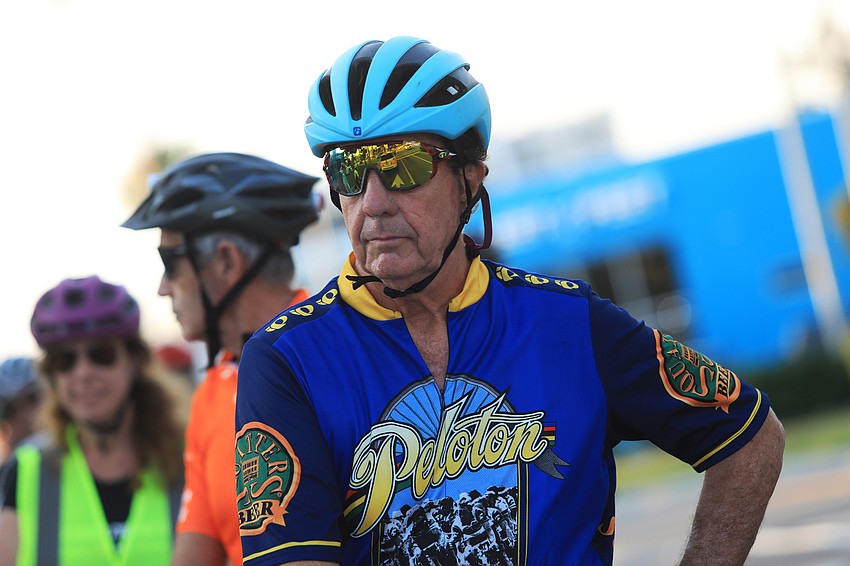 Mike Cory rests at a stop.