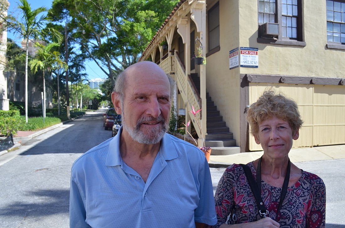 Laurel Park residents Daniel Harris, who lives in the Balcony Apartments on Rawls Avenue, and Kate Lowman believe the proposed Woman's Exchange loading zone will have a detrimental impact on the neighborhood.