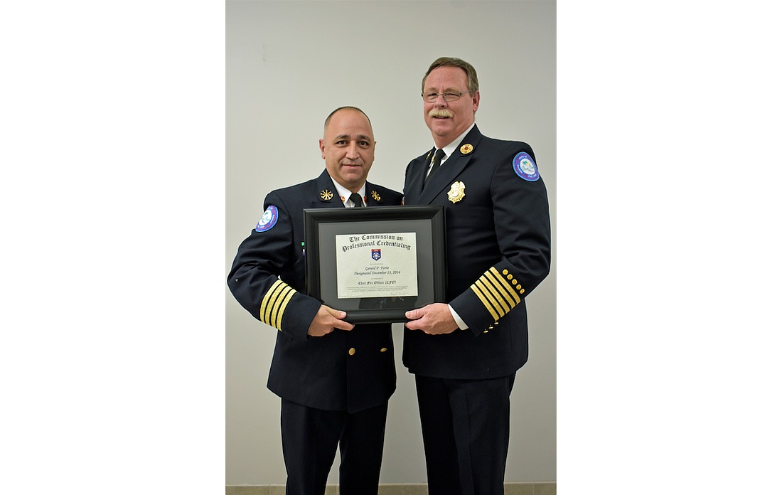 Palm Coast Deputy Fire Chief Gerard 'Jerry' Forte, left, and Chief Michael Beadle. (Photo courtesy of the city of Palm Coast.)