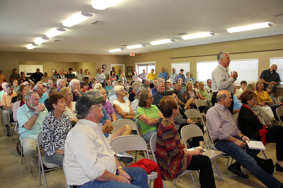 Residents opposed to HB 425 filled the Hammock Community Center on Saturday night for a Town Hall meeting. Photo by Jacque Estes