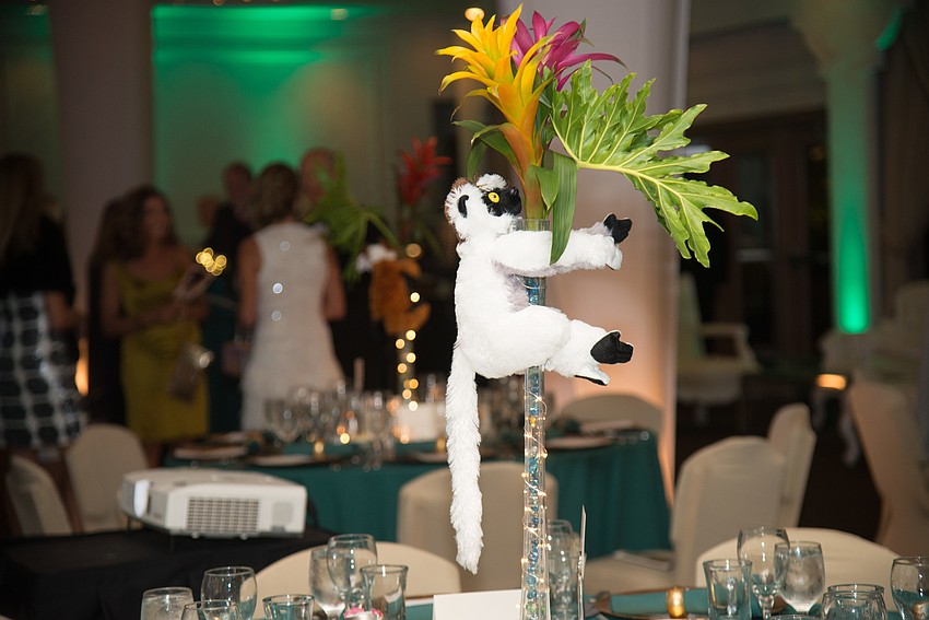 Each table was adorned with a lemur-themed centerpiece.