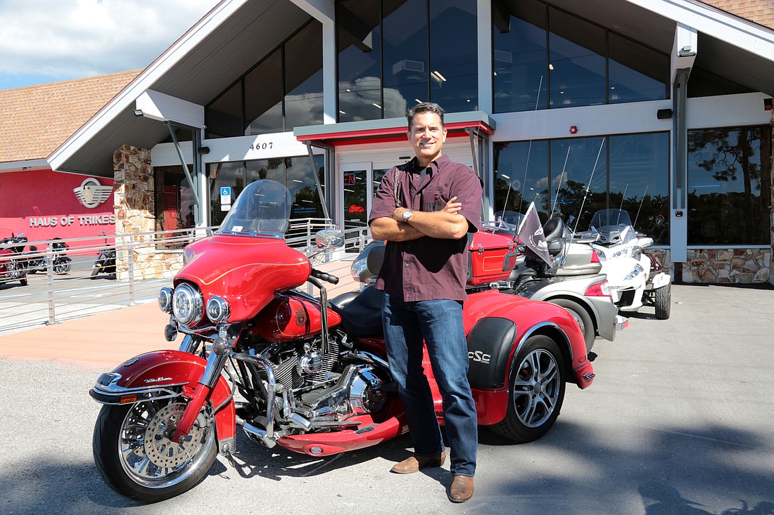 Peter Wasmer with a Harley-Davidson at Haus of Trikes & Bikes in Fort Myers. His Naples-based Fuel Capital specializes in servicing leases of pre-owned Harleys through independent dealers. Stefania Pifferi photo