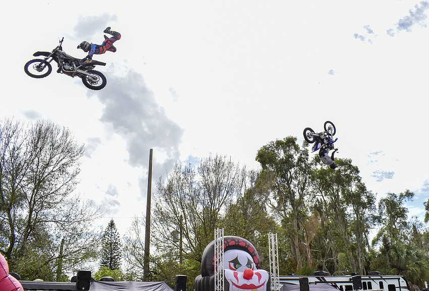 The finale of Cycle Circus Live sent two riders into the air.