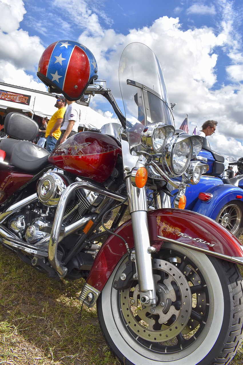 Motorcycles were displayed at several stations.