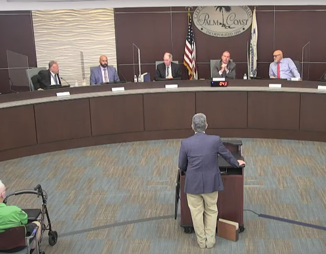 Scott Spradley addresses the City Council on Oct. 5. Screen shot