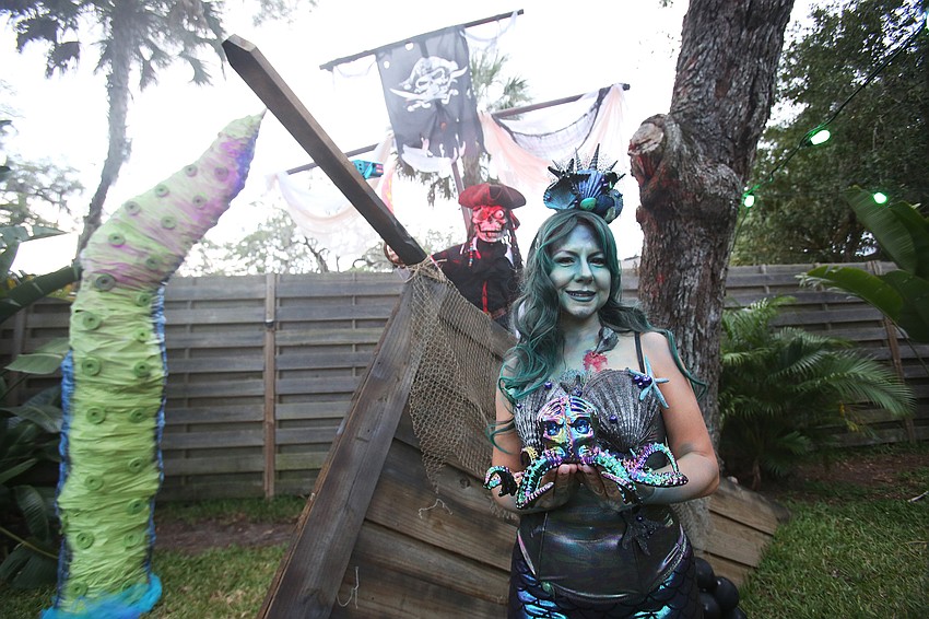 OCTOBER: Christina Fraser has made a haunted high seas production of her backyard.