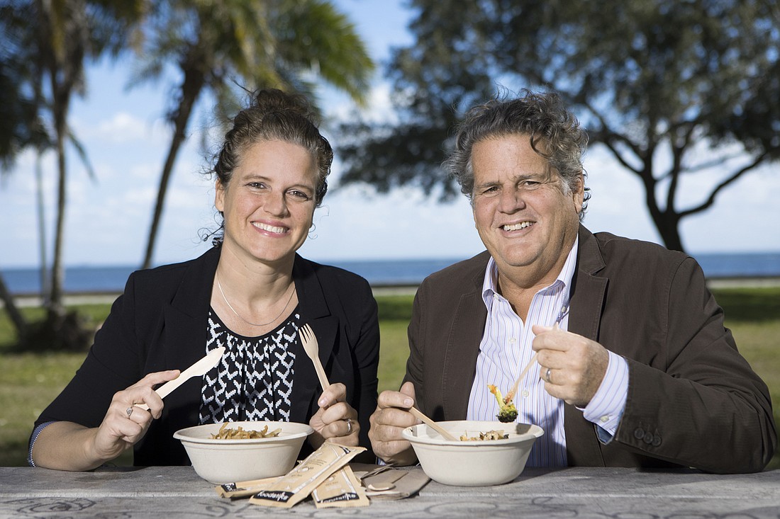 Mark Wemple. Jim and Ina Henderson are the co-founders and co-owners of Foodstiks, a St. Pete-based maker of disposable wooden cutlery.