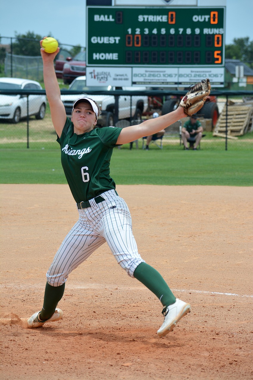 Lakewood Ranch sophomore Ella Dodge pitched six innings in the Mustangs' 11-3 win over Western High, allowing two earned runs.