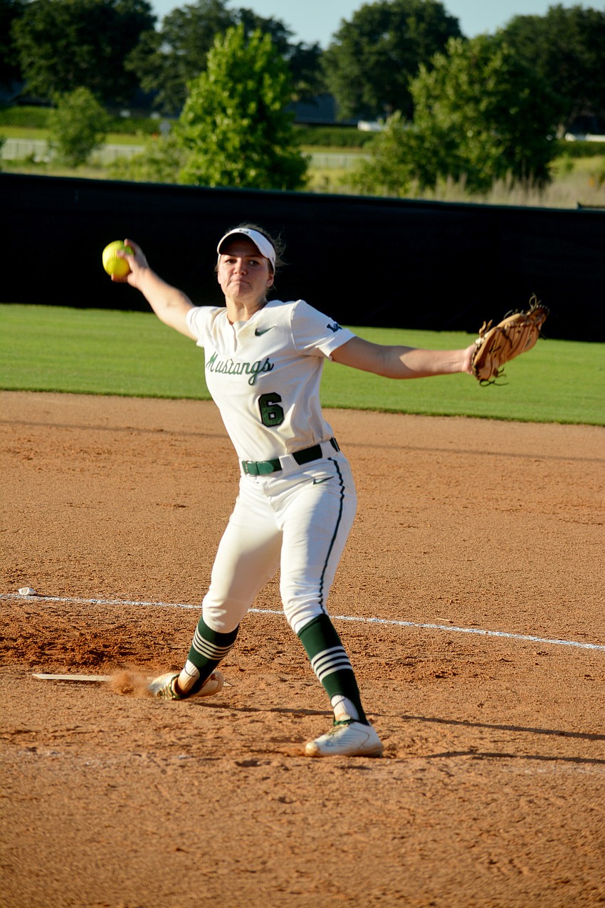 Lakewood Ranch High sophomore Ella Dodge ends her season with a program record 25 wins after pitching a complete game against Lake Brantley High.