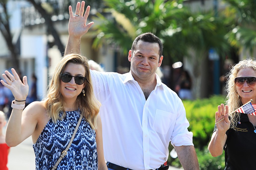 Mayor Erik Arroyo walks with other city officials at the front of the parade.
