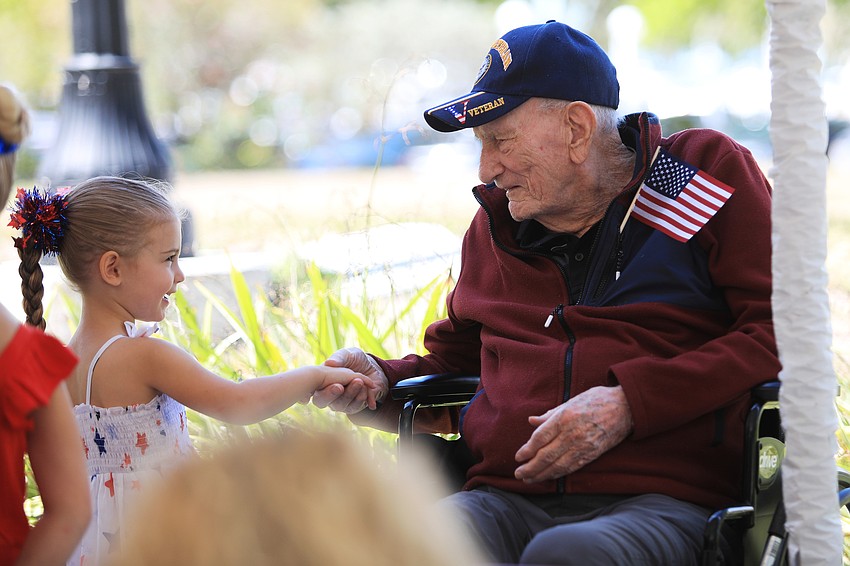 Fallon Ziegler meets World War II veteran Eugene Lyons.