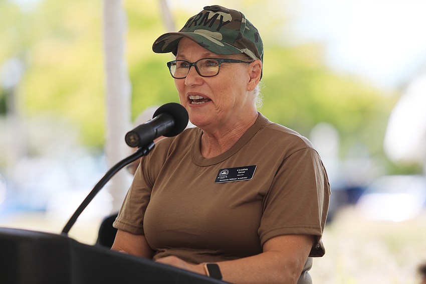 Guest speaker Cindy West addresses the crowd.