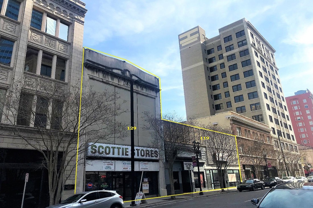 The former Scottie Store at 129 W. Adams St. and the former BreezyÂ at 119 W. Adams St. (Coastal Commercial Real Estate)