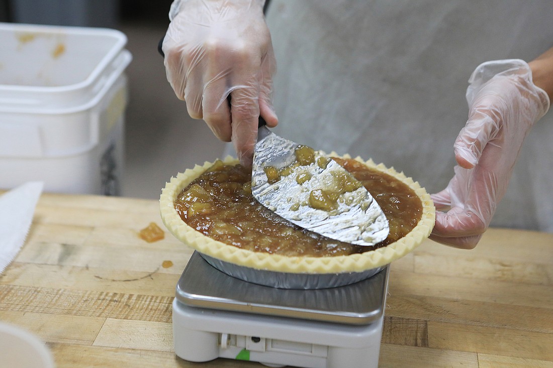 Each of Der Dutchman&#39;s pies has about three pounds of pie filler and feeds six people.