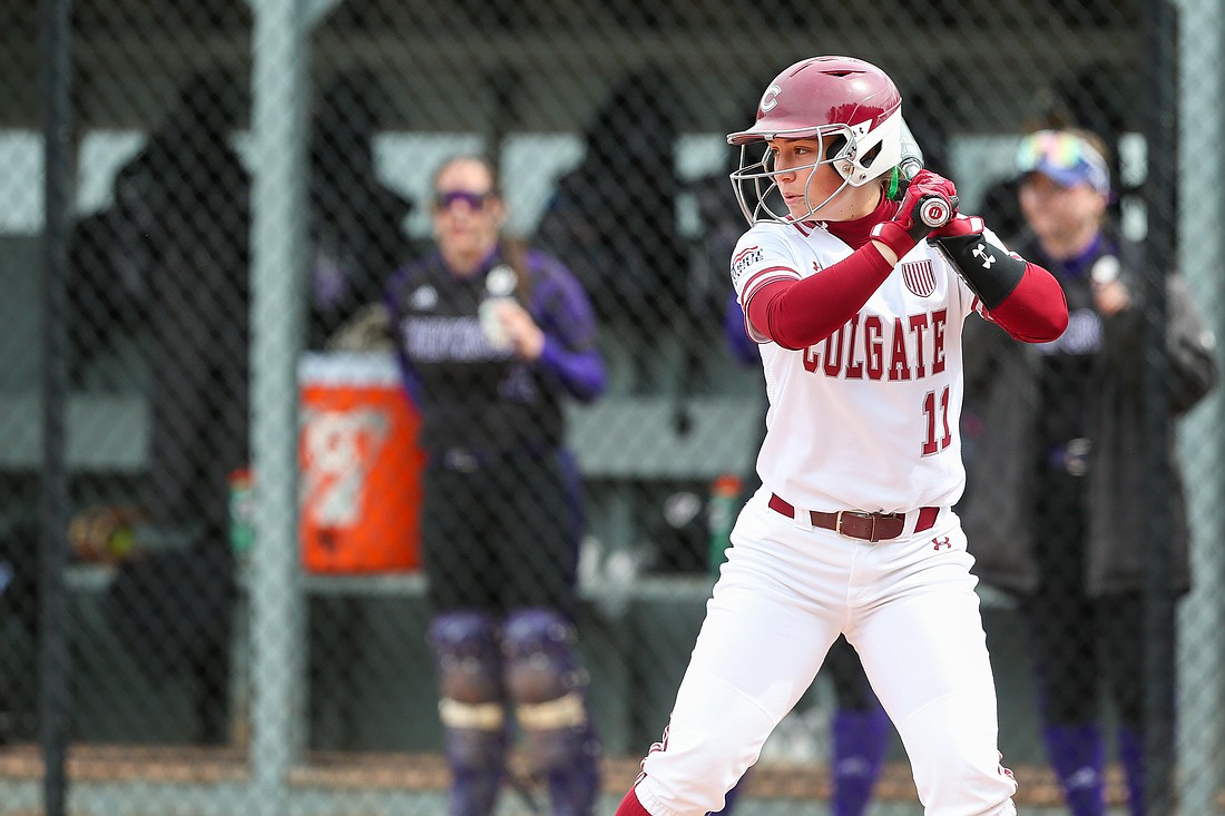 Former Lakewood Ranch High softball player Jillian Herbst, a freshman at Colgate, was named the 2022 Patriot League Rookie of the Year. (Photo courtesy Colgate Athletics)