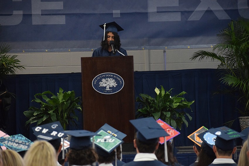 Felipe Villalobos Gutierrez addresses his fellow graduates. He was chosen by the Class of 2022 to be the senior speaker.