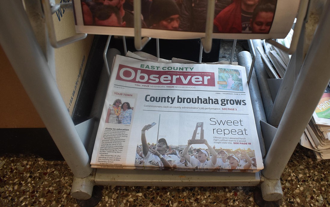 Many businesses, such as Wawa, have racks inside with the East County Observer.