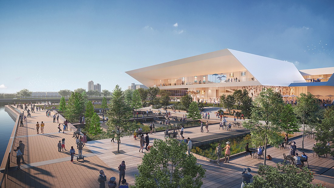 MOSH released renderings May 2 that show a 130,000-square-foot museum expected to be built on 2Â½ acres at the Shipyards near Hogans Creek.