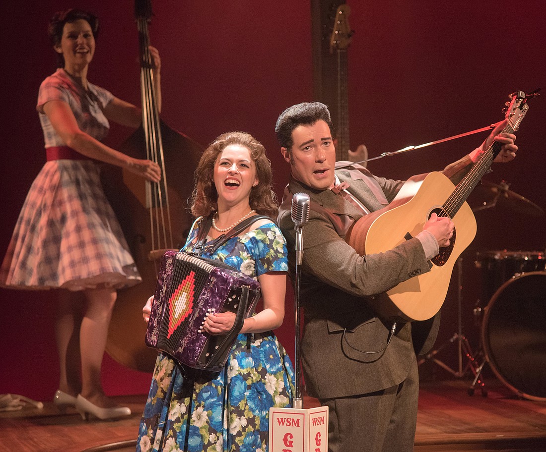 Elizabeth Nestlerode and Scott Moreau star in Ring of Fire, and Katie Barton is playing the bass in the background. (Photo: John Jones)