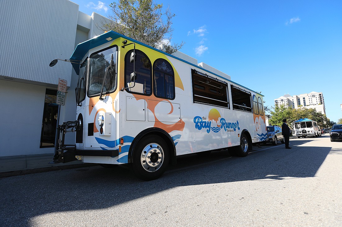 Sarasota&#39;s Bay Runner trolley service has transported more than 41,000 passengers between downtown and Lido Key in its first three full months of operation. (File photo)
