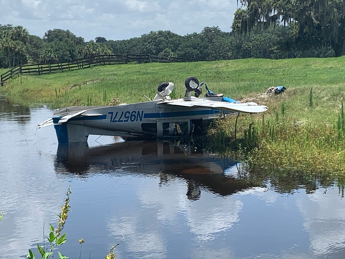 The Manatee County Sheriff&#39;s Office said Tuesday the pilot of a small plane was not injured in a crash into the Myakka River.
