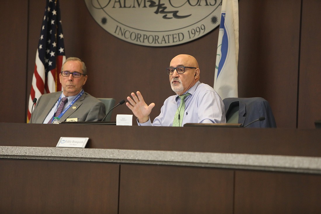 Mayor David Alfin is concerned about families struggling to afford housing. Vice Mayor Eddie Branquinho wants Palm Coast to remain a retirement community. Photo by Brian McMillan