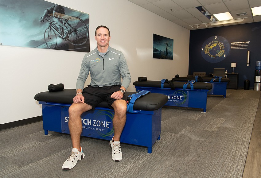 Former NFL player Drew Brees at grand opening of Stretch Zone Encinitas 