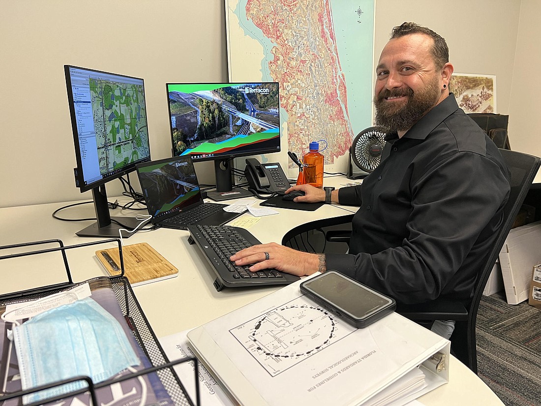 Archaeologist Blue Nelson, who starred in â€œFoundâ€ on the History Channel and â€œAmericaâ€™s Lost Vikingsâ€ on the Science Channel, in his office at Terracon.