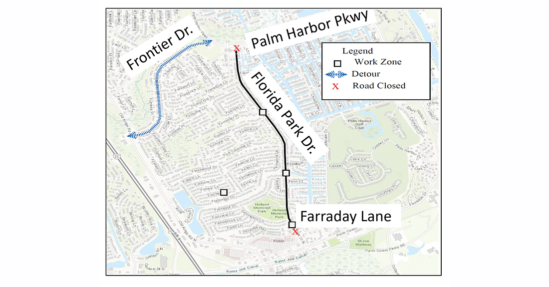 The closure and detour. Image courtesy of the city of Palm Coast