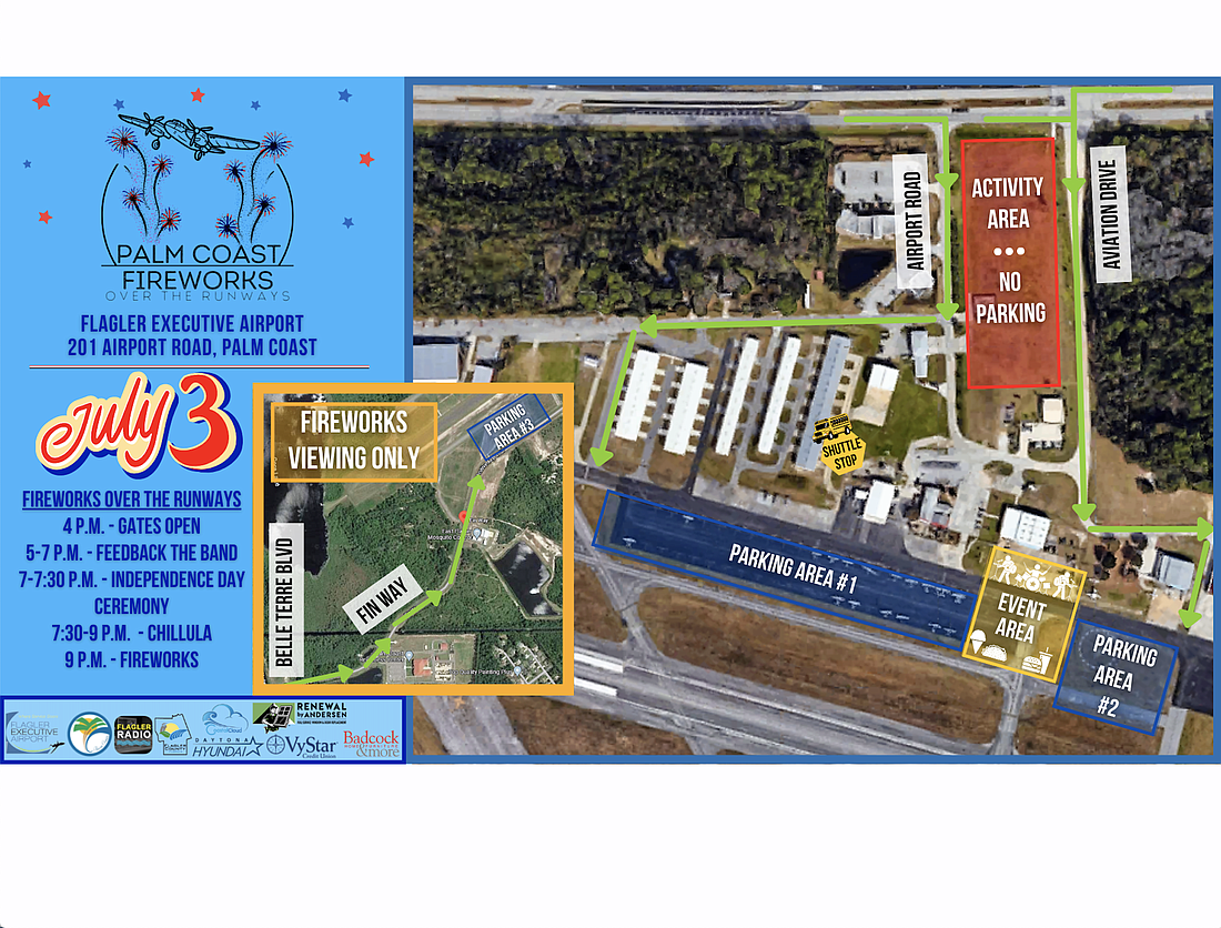 Parking areas for the event. Image courtesy of the city of Palm Coast