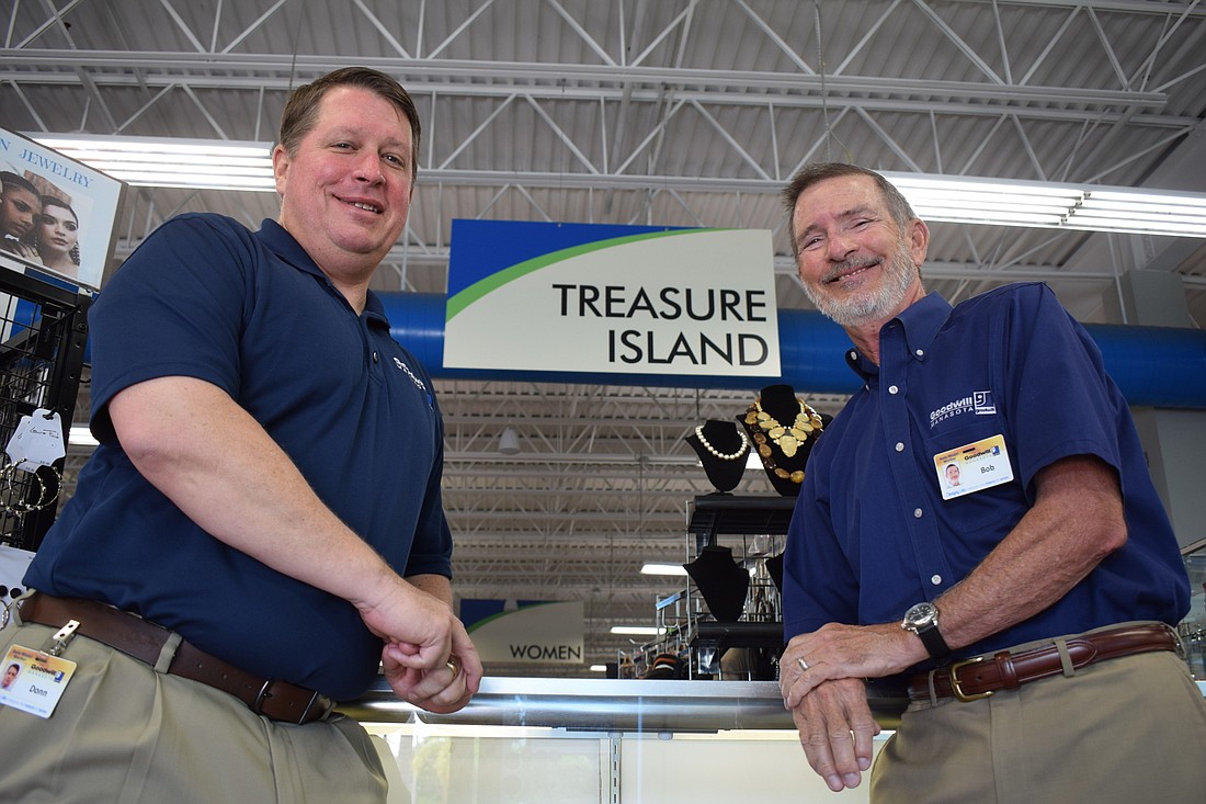 New Goodwill Industries Manasota CEO and president DonnÂ Githens joins with now retired Bob Rosinsky on Rosinsky&#39;s final day July 1.
