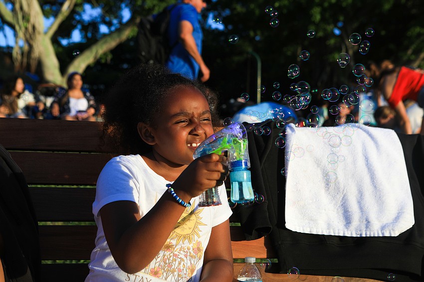 Kennedy Stalworth shoots out bubbles.