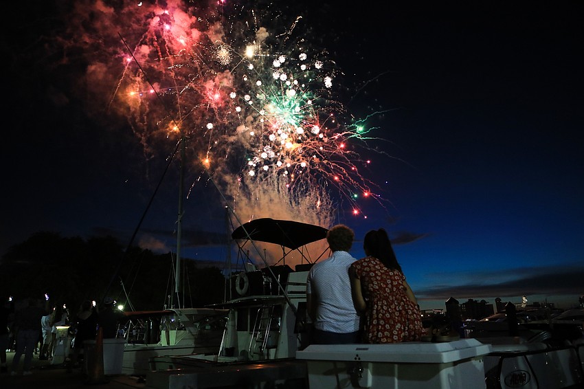 Visitor marveled at the many fireworks overhead.