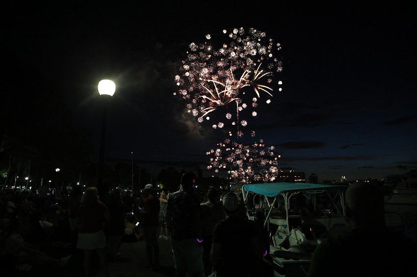 Visitor marveled at the many fireworks overhead.