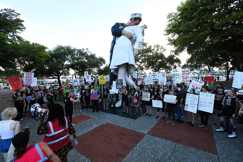 Protestors ended their walk at Bayfront Park.