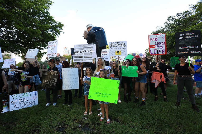 Protestors ended their walk at Bayfront Park.
