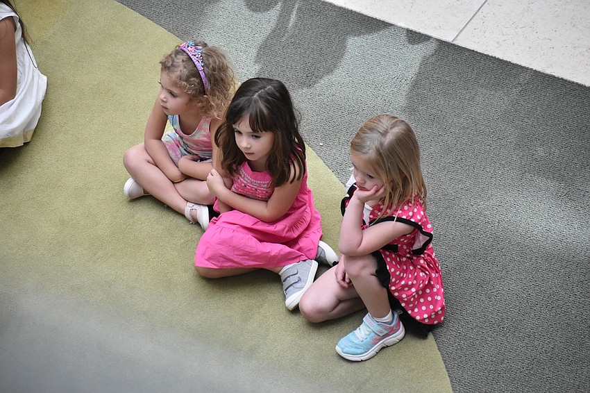 The ballet entertained mall viewers young and old.