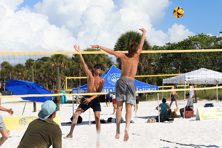 Men and women of various levels play early on Siesta Key.