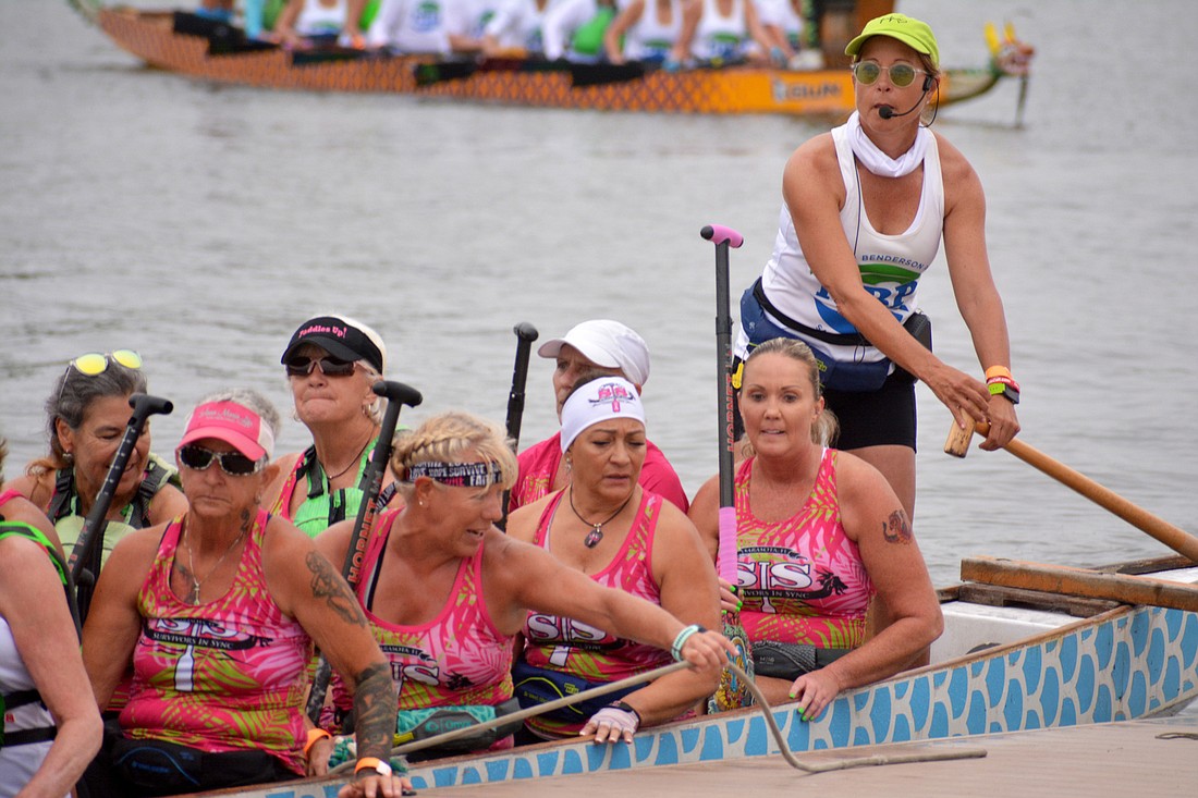 Benderson Park head paddling Coach Angela Long and the Survivors in Sync breast cancer survivor dragon boat team, which features paddlers from Sarasota, will compete at the 2022 Club Crew World Championships next week. File photo.
