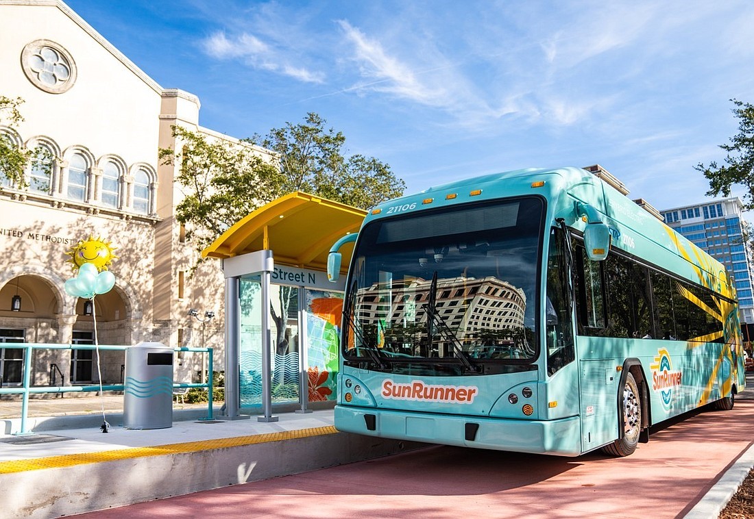 St. Petersburg&#39;s SunRunner bus rapid transit line will begin service Oct. 21. (Courtesy photo)