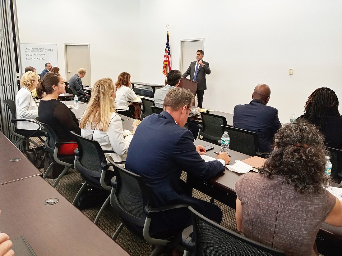 Jacksonville Bar Association President Fraz Ahmed addressed the leadership of the JBAâ€™s standing committees at an orientation session July 13.